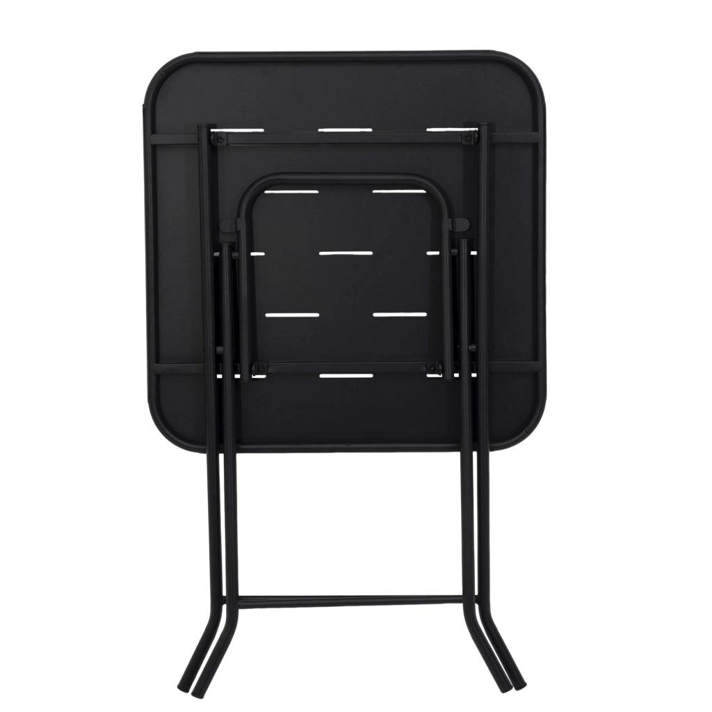 Set da giardino pieghevole in acciaio nero, 3 pezzi