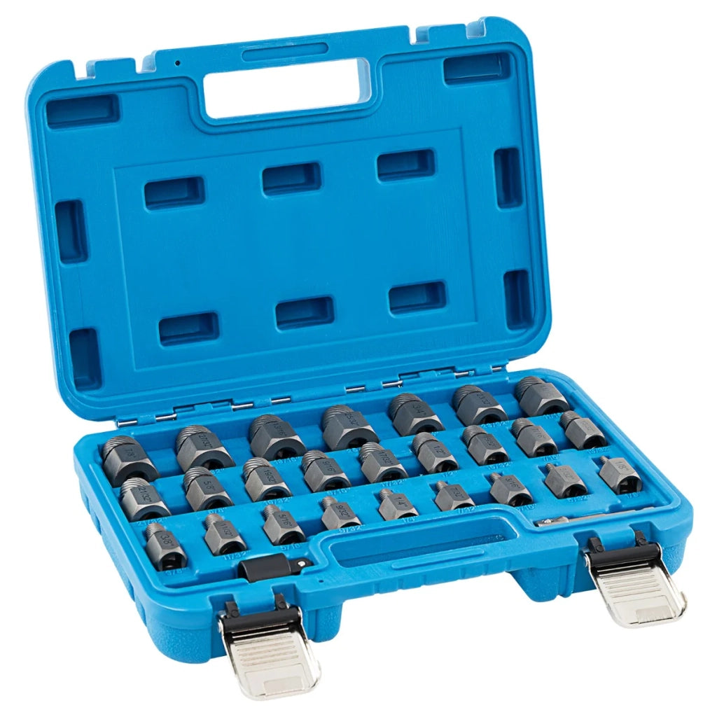 Set di 27 estrattori per viti e bulloni 29 x 20 cm facili da riporre ideali per lavori automobilistici e di ristrutturazione acciaio al cromo-molibdeno blu 20_0012280