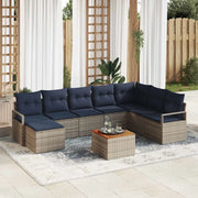 Set Divano da Giardino con cuscino 9 pcs Grigio polyrattan 3347745