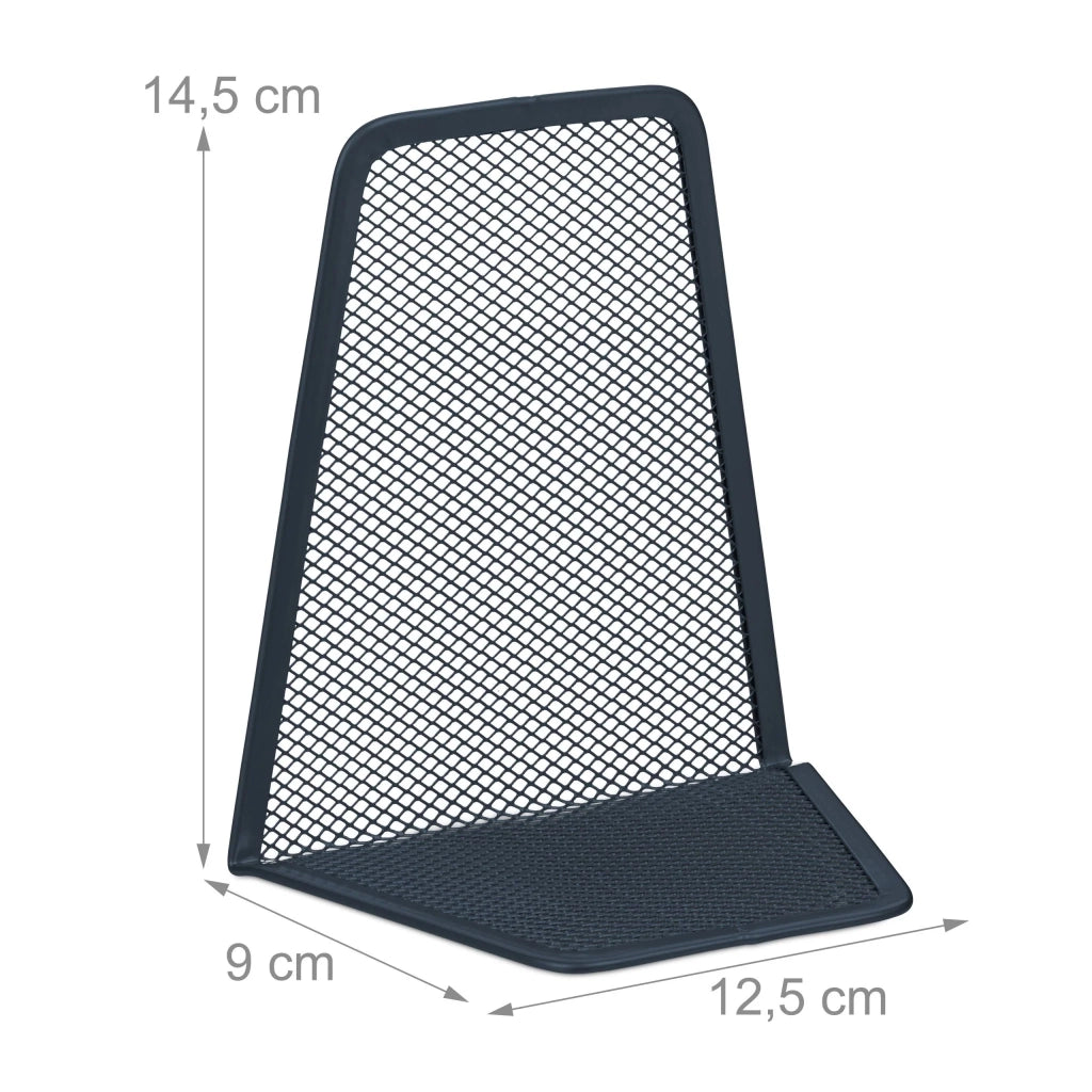 Set di 2 fermalibri in metallo moderno per libreria 20 x 15 x 15 cm in acciaio antracite 13_0012727