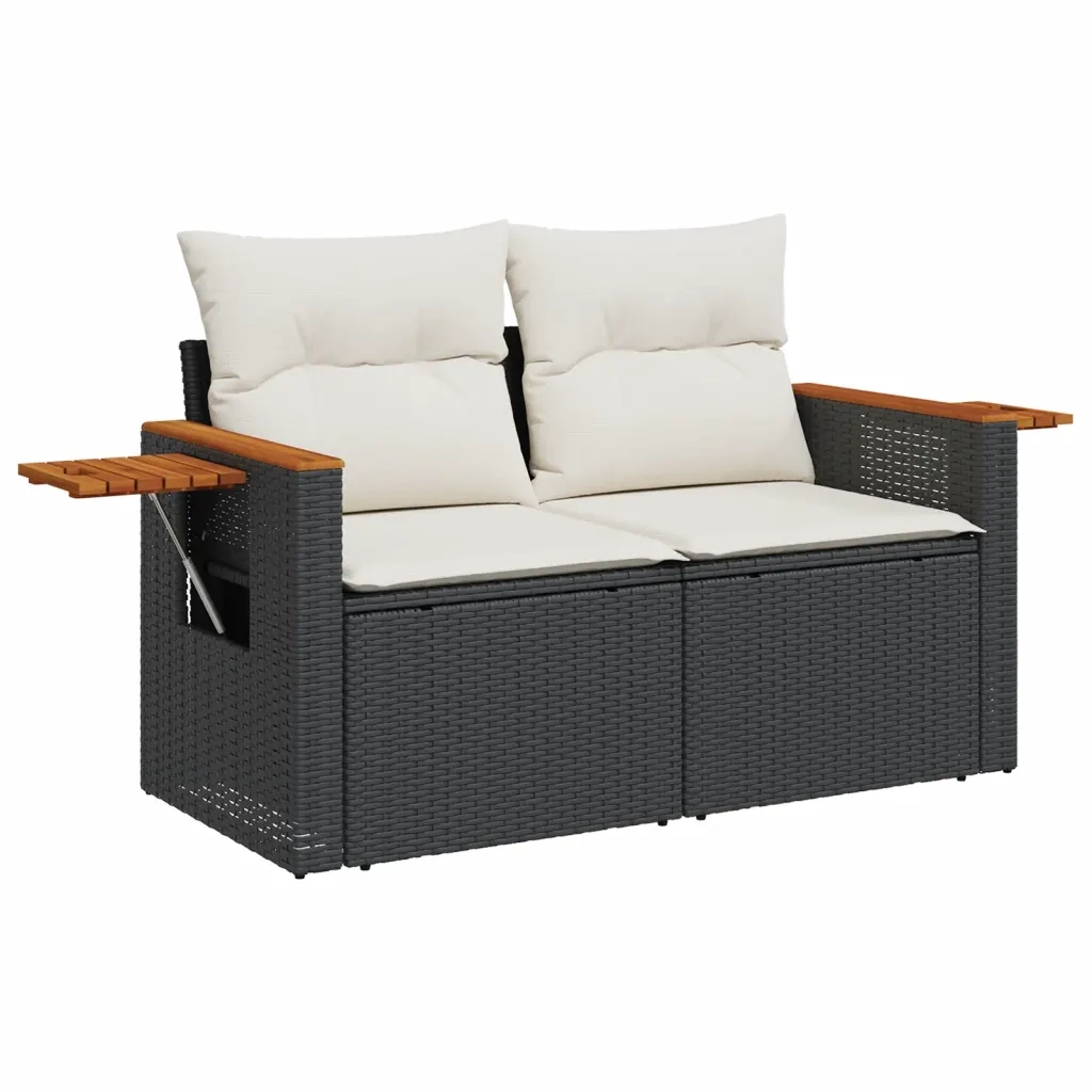 Set Divani da Giardino con Cuscini 7pz Nero Polyrattan 3226980