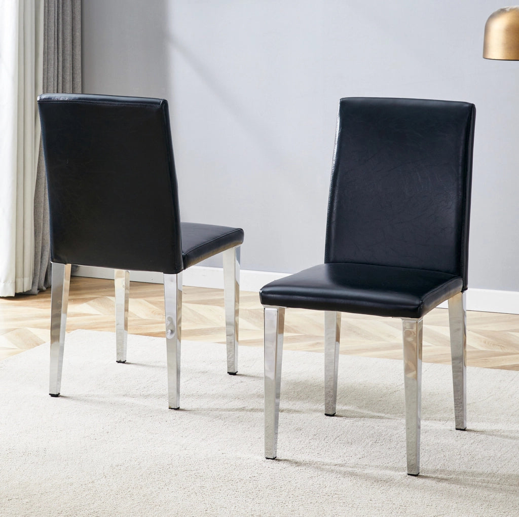 SEDIA da pranzo Set da 2 pezzi 90 cm nero e argento in PU e metallo