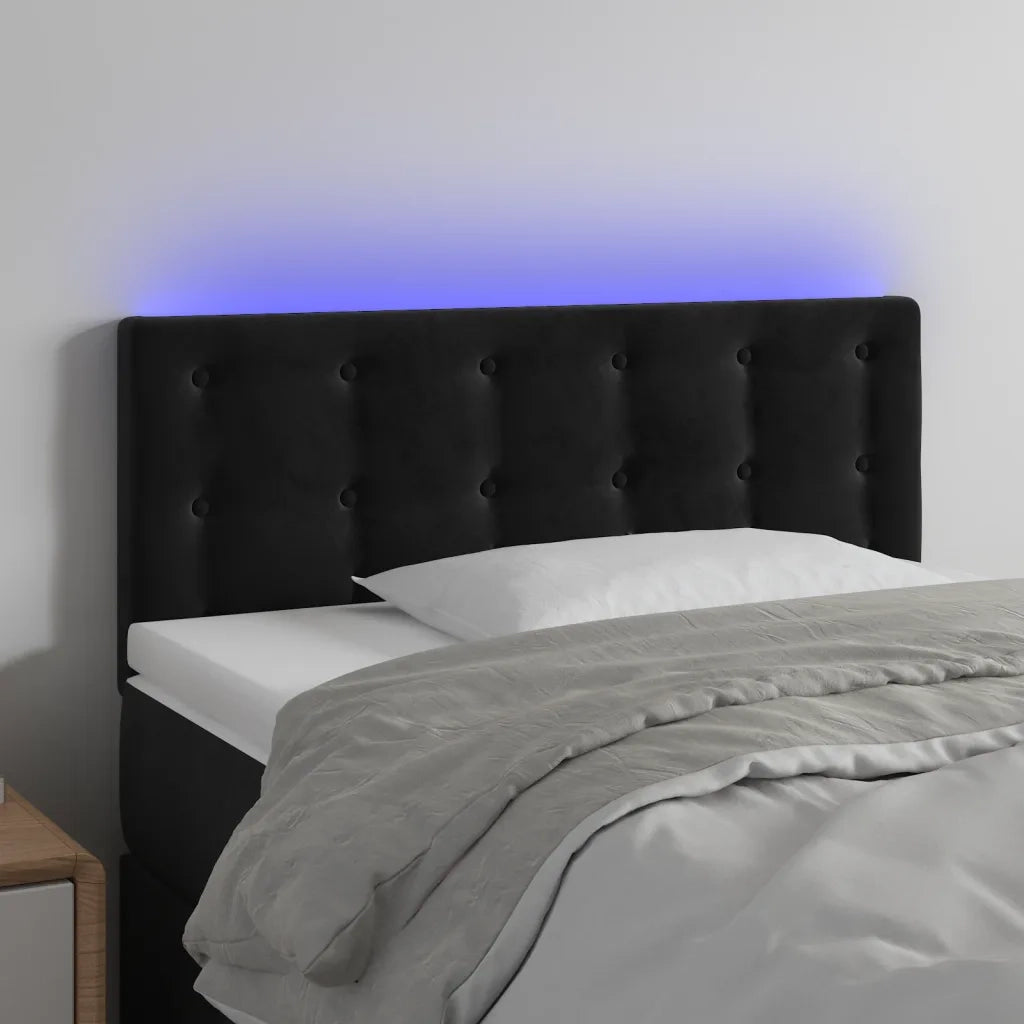 Testiera | Testata a LED Nera 90x5x78/88 cm in Similpelle