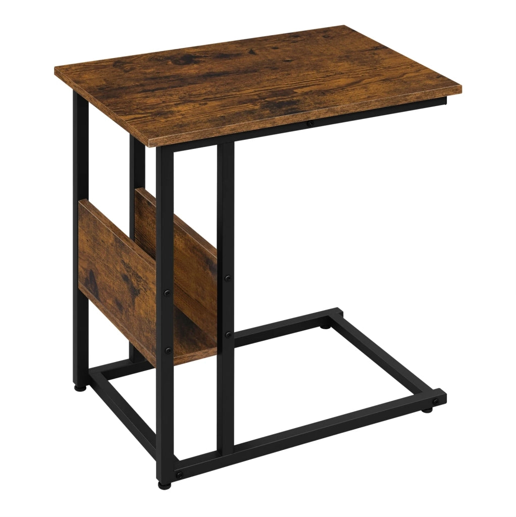 TAVOLINO C-Form 55x36 cm Marrone Rustico in metallo e legno
