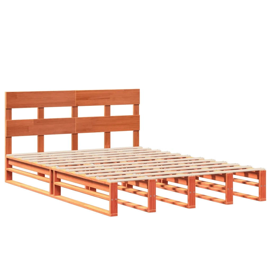 Letto senza Materasso-Struttura Letto Marrone Cera 160x200 cm in Legno di Pino 476739