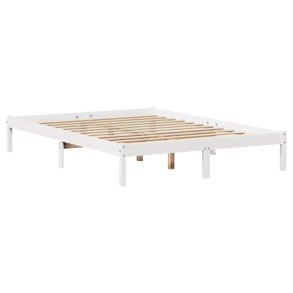 Letto senza Materasso-Struttura Letto Bianco 135x190 cm Legno Massello di Pino 606443
