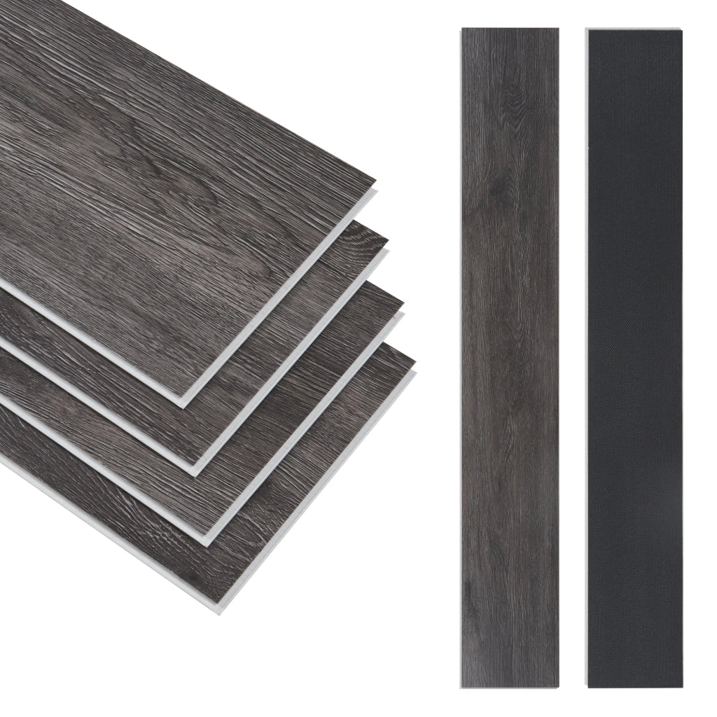 Confezione da 10 listoni in vinile SPC 2,196 m² 5 mm 122 x 18 cm effetto rovere scuro 03_0009556
