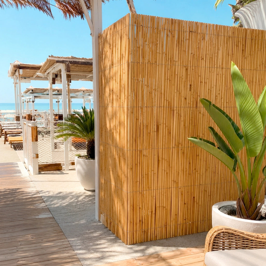 Arella In Bamboo Naturale A Canna Spaccata Per Recinto Privacy E Frangivista Da Giardino Balcone Terrazza Con Filo Metallico 1 x 3 Metri