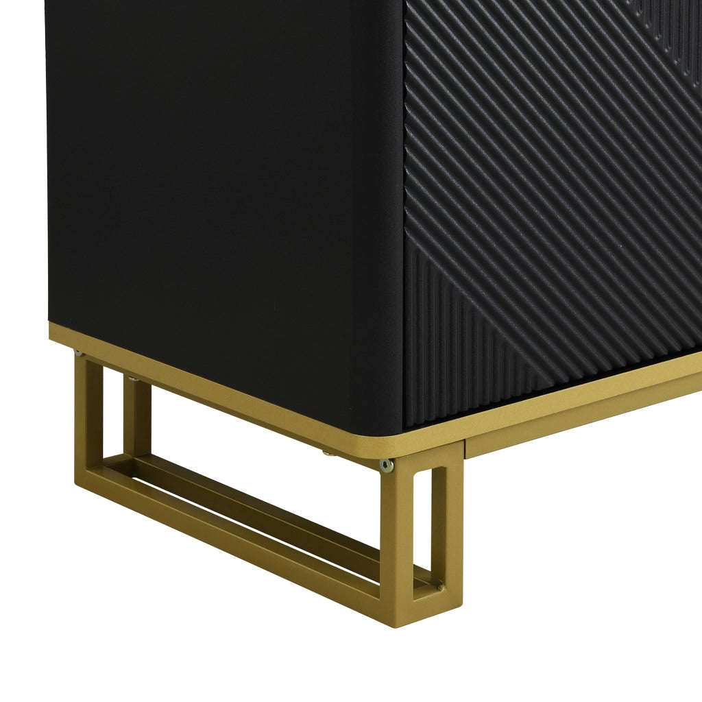 Mobile porta televisore 160 cm nero e oro con quattro ante