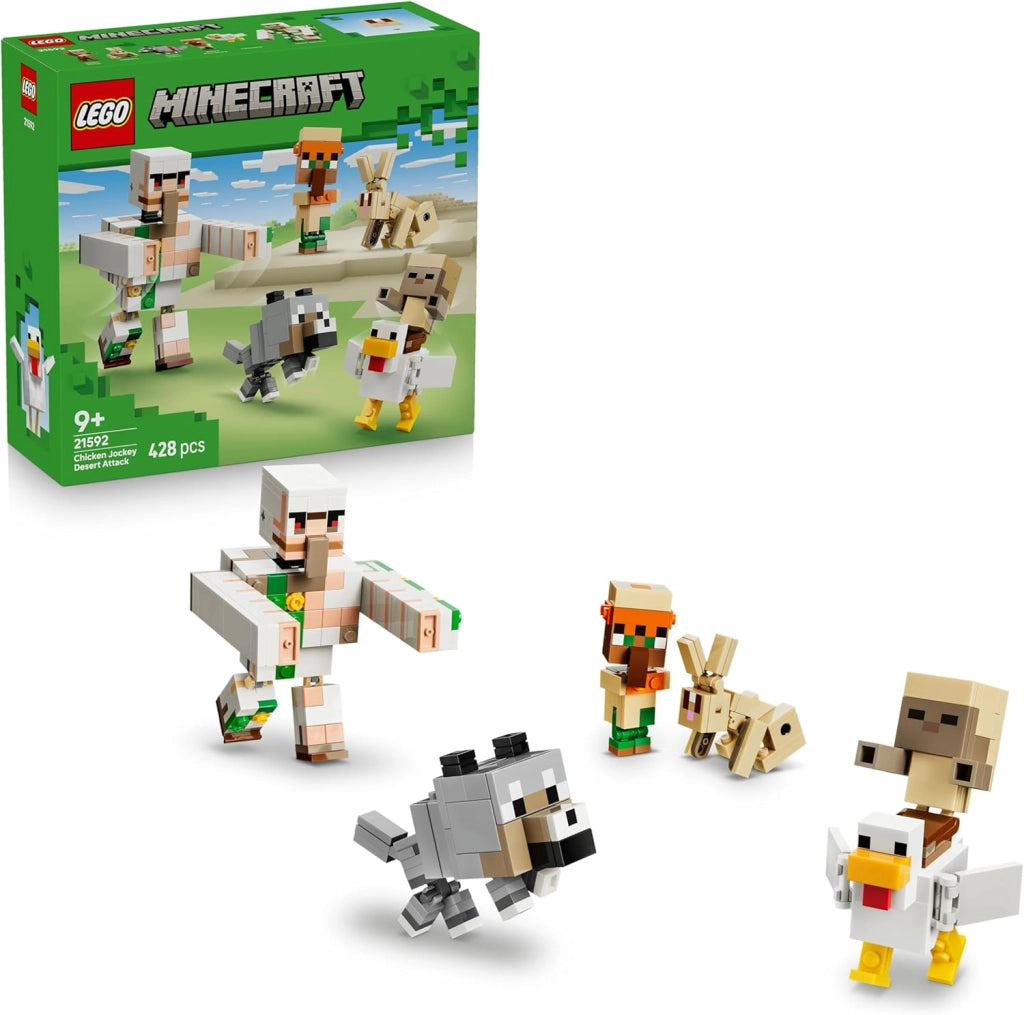 LEGO Minecraft Attacco nel Deserto del Fantino di Polli - Giocattolo con 6 Personaggi tra cui Golem di Ferro ,Eta 9+