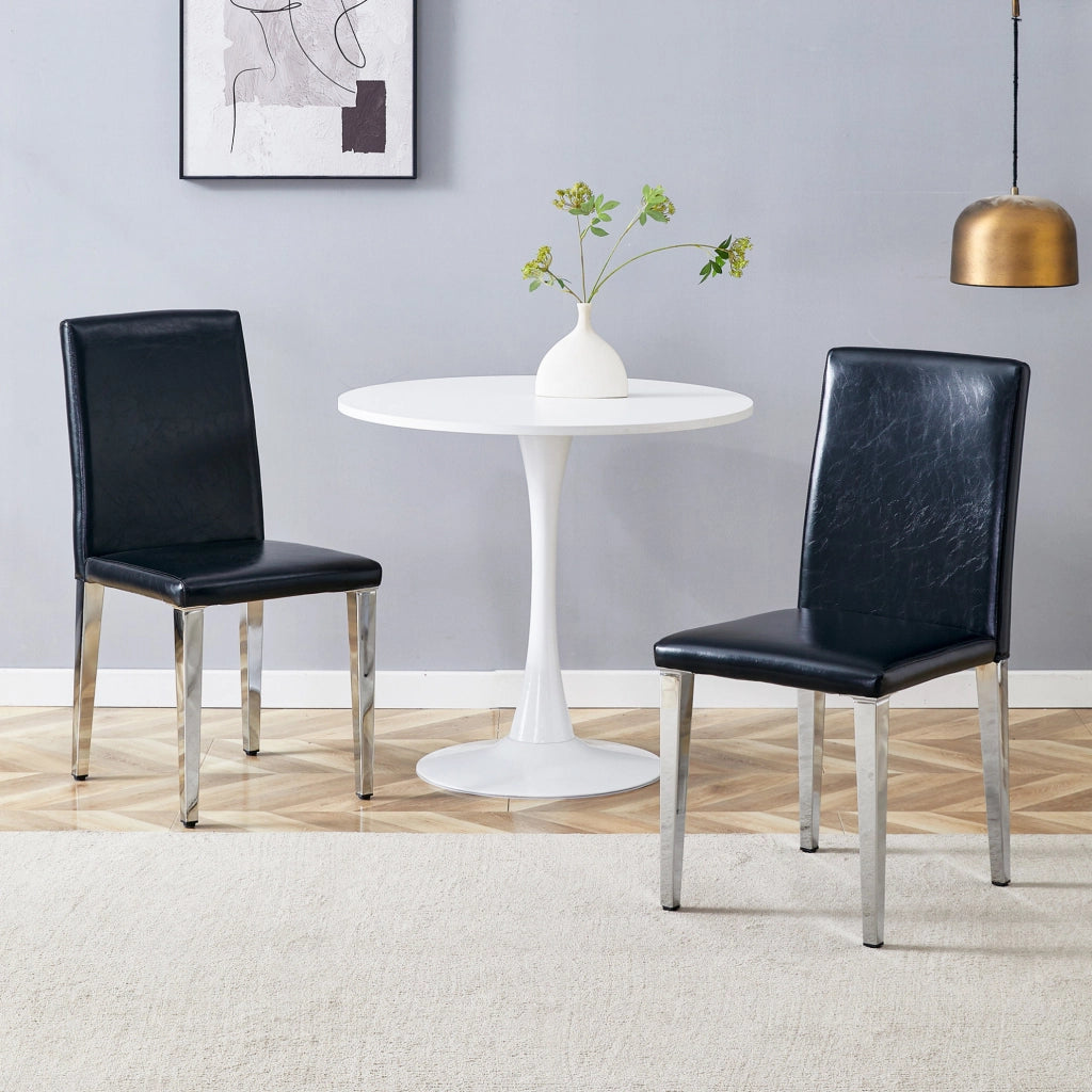 SEDIA da pranzo Set da 2 pezzi 90 cm nero e argento in PU e metallo