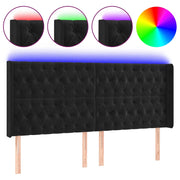 Testiera | Testata a LED Nera 203x16x118/128 cm in Velluto