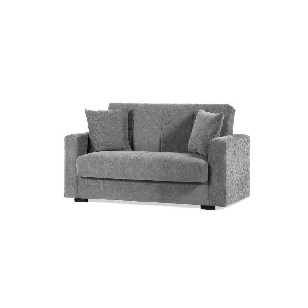 Divano 2 Posti con Cassettone Portaoggetti 155 x 80 x 87 cm Grigio con Imbottitura a Molle Nora Lumos