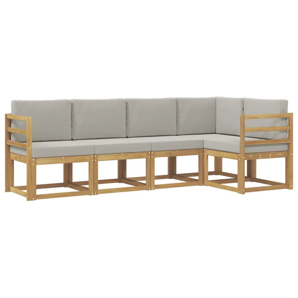 Set di divani da esterno 5 pz Bianco e Grigio Chiaro 3387615