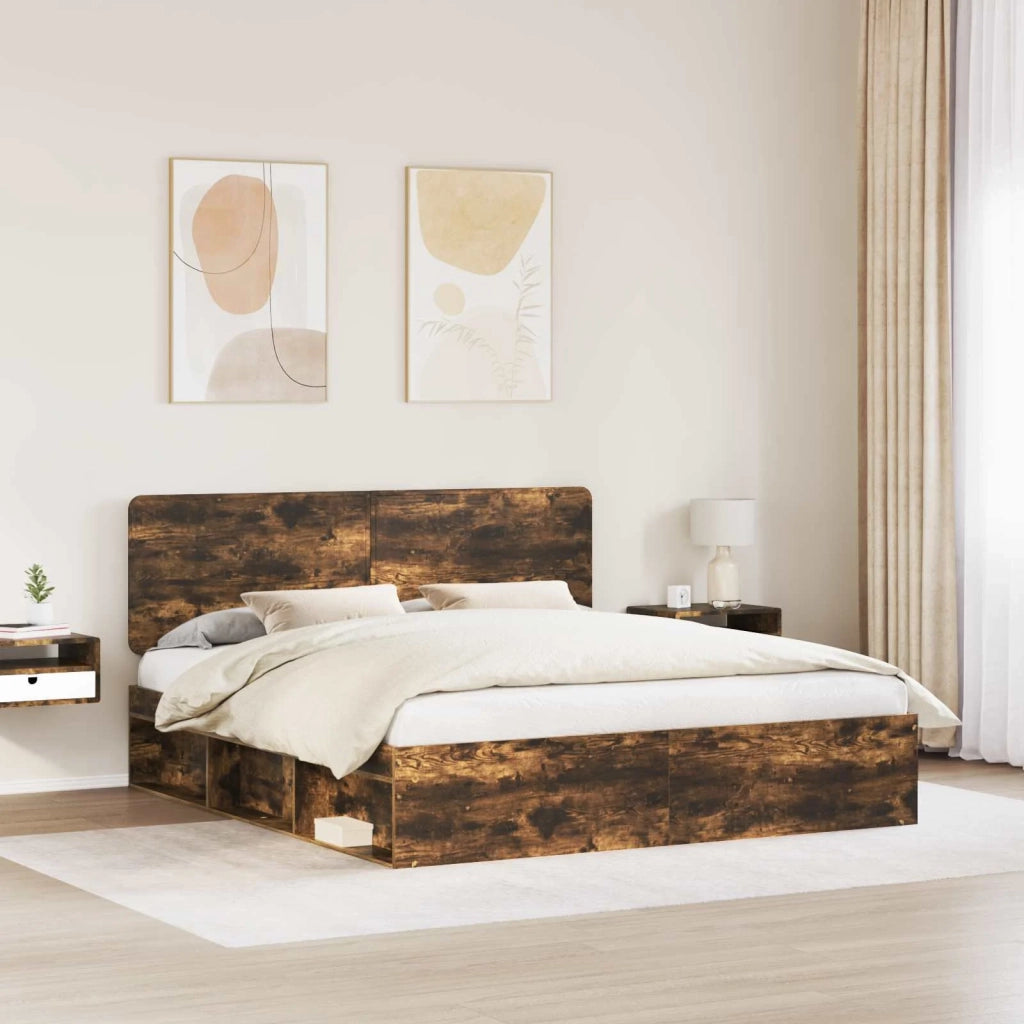 Letto matrimoniale | Letto per adulti | Struttura del letto Rovere fum¨¦ 180 x 200 cm Pino massello