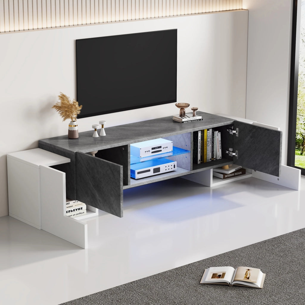Mobile TV- bianco/grigio- LED Bluetooth- 180x40x46.5 cm- per TV 60-70"