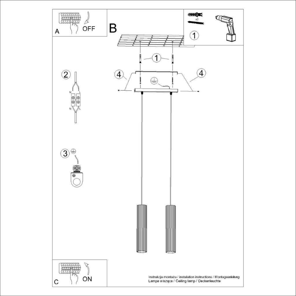 Lampada a sospensione beige GRAVIO 2 luci GU10 Pure Lume