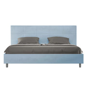 BS COM Letto matrimoniale king size con rete imbottito 190x210 microfibra azzurro