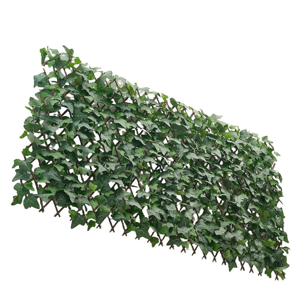 Parete Verde Artificiale 63.5x320cm Foglie Edera Realistiche Siepe Privacy Balcone Giardino Terrazzo