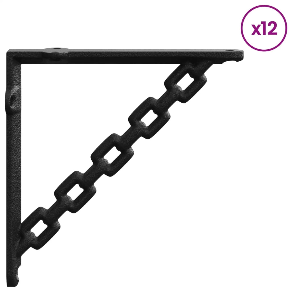 Supporti per mensole da parete 12 pz Nero 21 x 21 x 3,5 cm 42038932