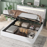 Letto imbottito 180 x 200 cm con sollevamento idraulico e luce LED