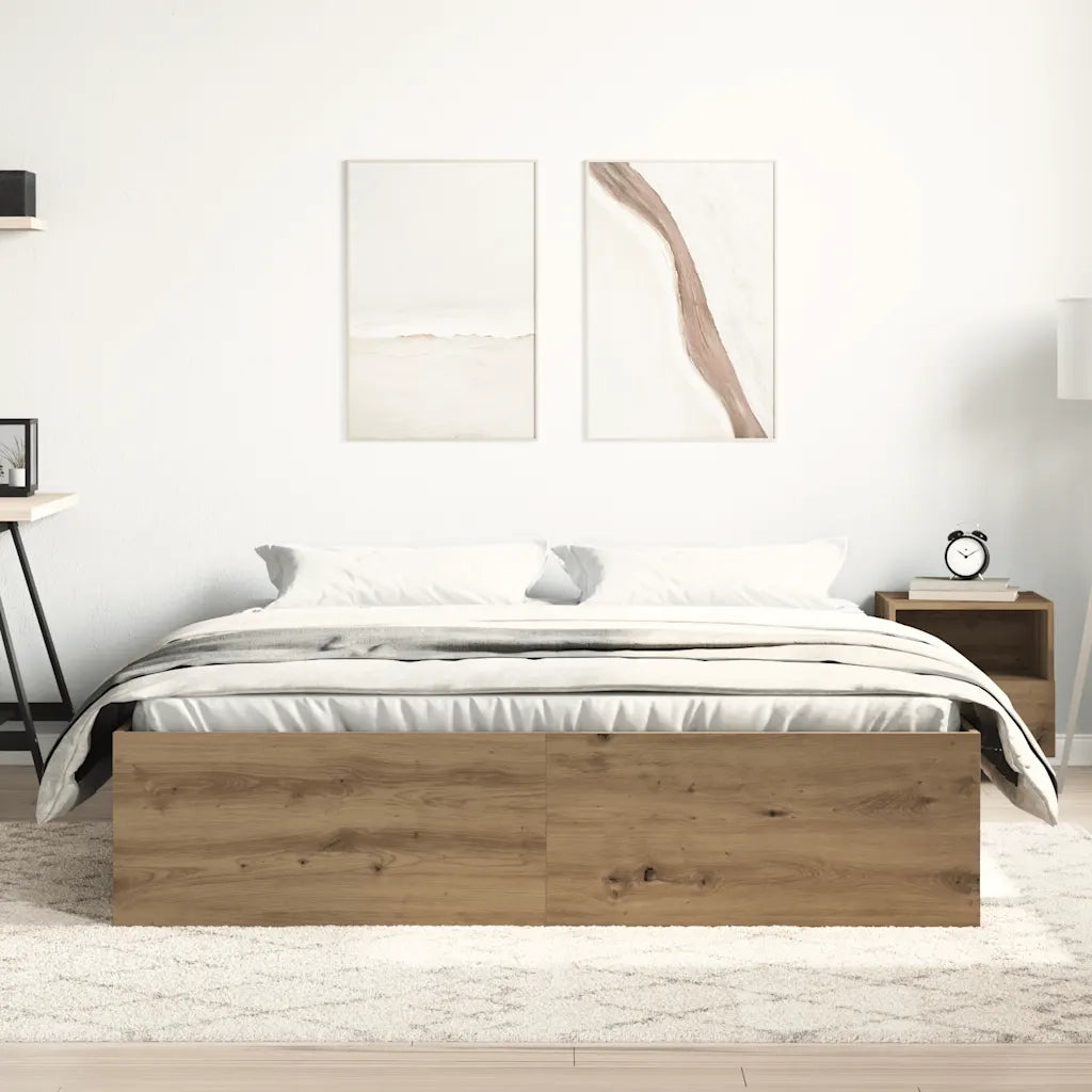 Letto matrimoniale | Letto per adulti | Giroletto senza Materasso Rovere Artigianale 150x200cm