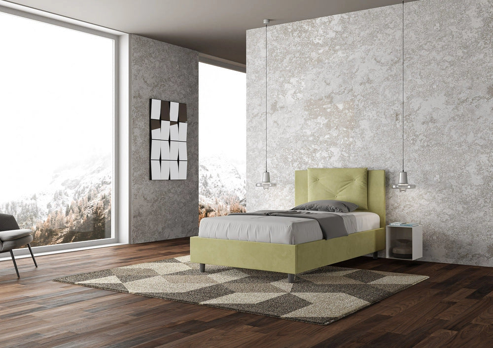 Letto Singolo 100x210 cm con Rete e Contenitore Appia Tè Verde