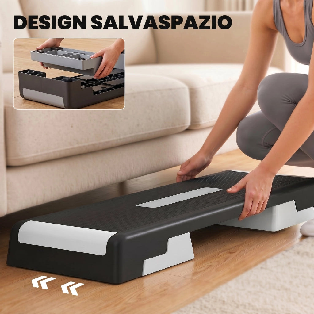 Stepper aerobico regolabile per fitness a casa, altezza 15/20/25 cm, pedana antiscivolo robusta fino a 250 kg