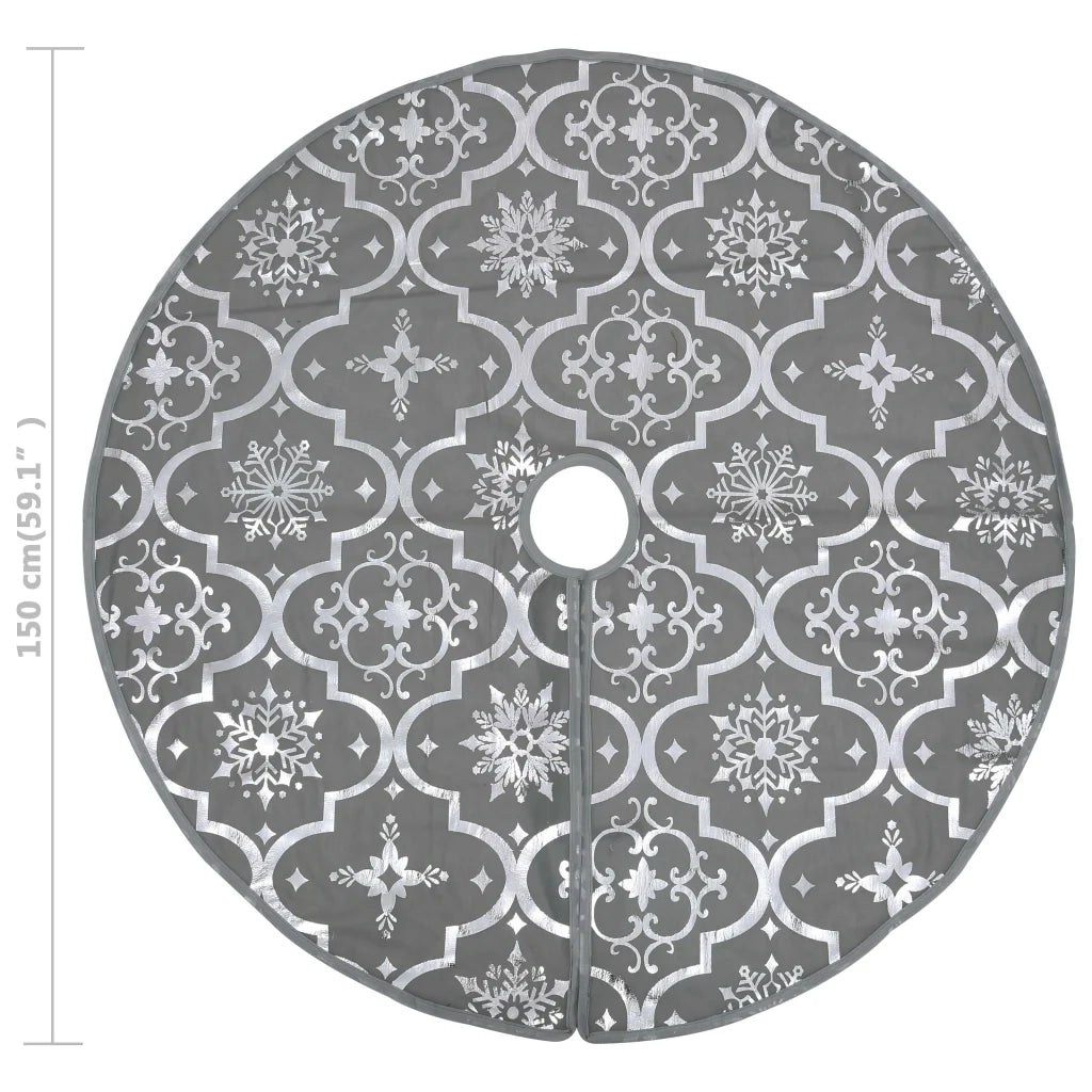 Gonna Albero Natale Raffinata con Calza-Decorazioni natalizie Grigia in Tessuto 150cm