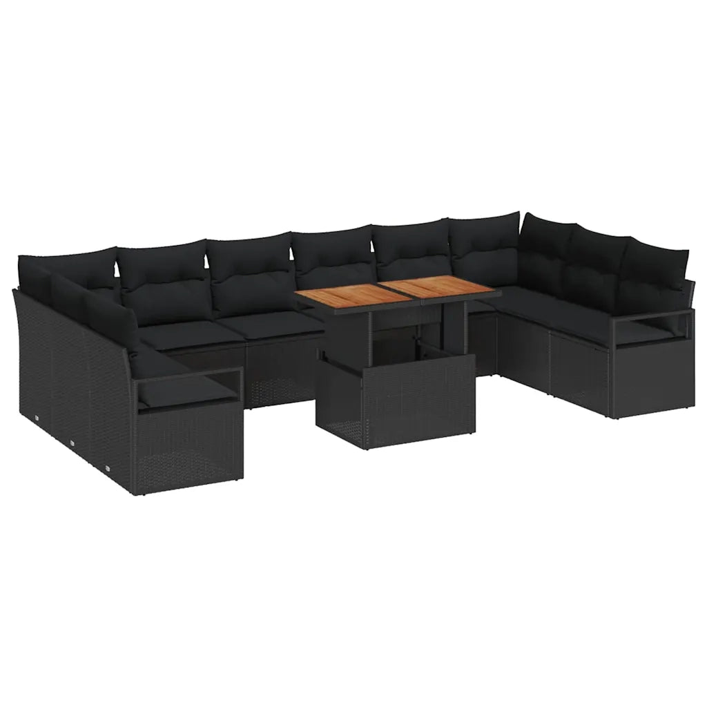 Set Divano da Giardino 11 pcs Nero Poly Rattan 3358501