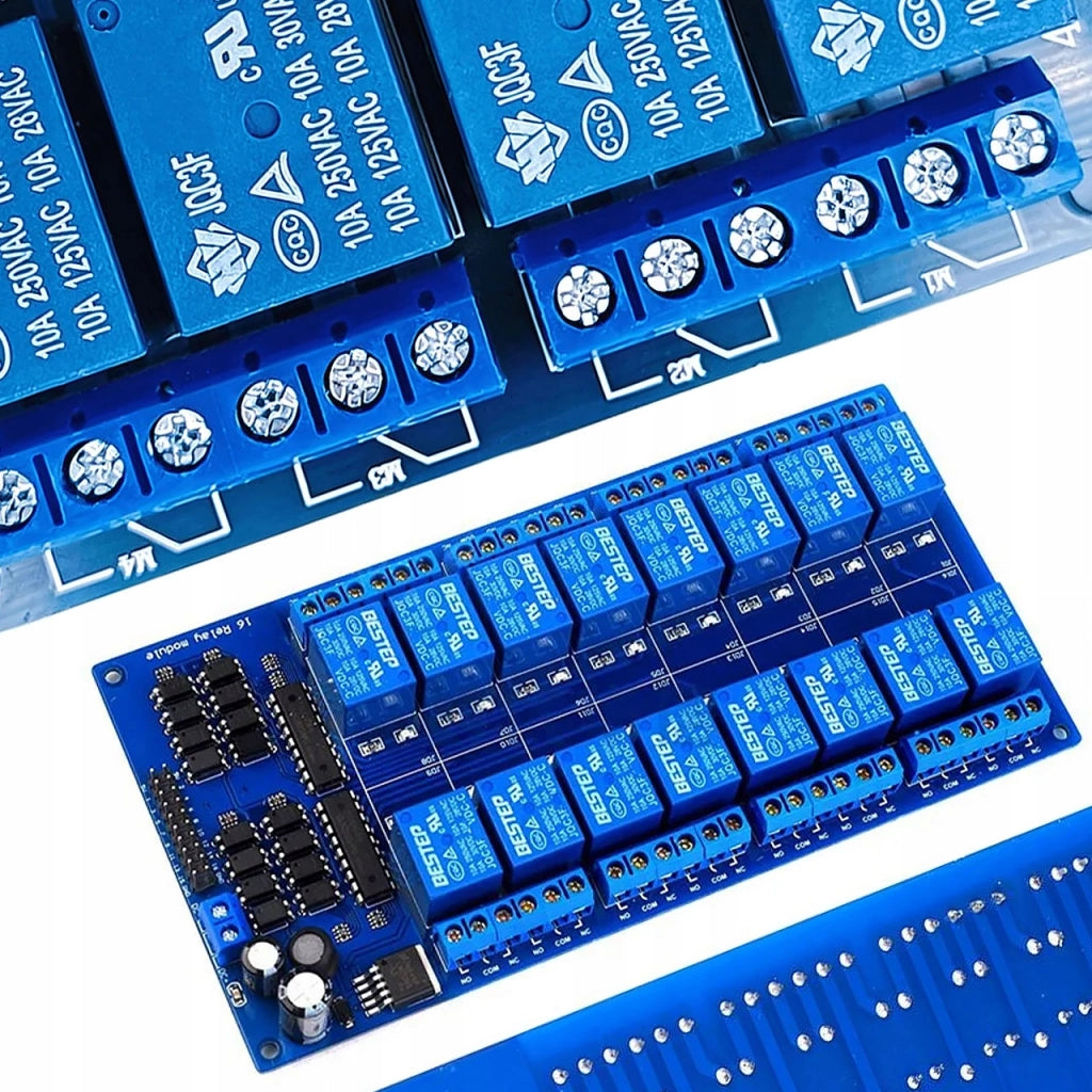 Modulo Relè 16 Canali 12V – Compatibile con Arduino | Isolamento Ottico, SPDT, 10A