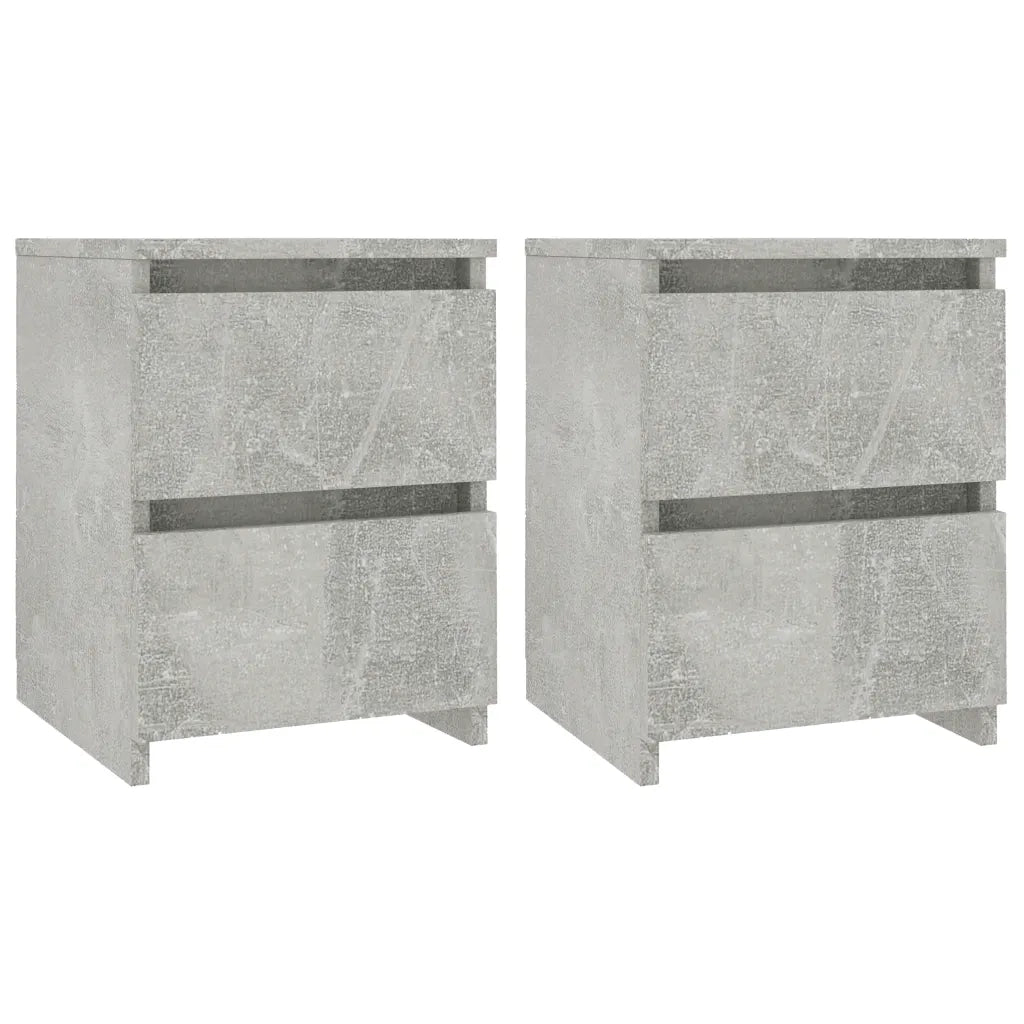 Comodini 2pz Grigio Cemento 30x30x40 cm in Legno Multistrato 800522