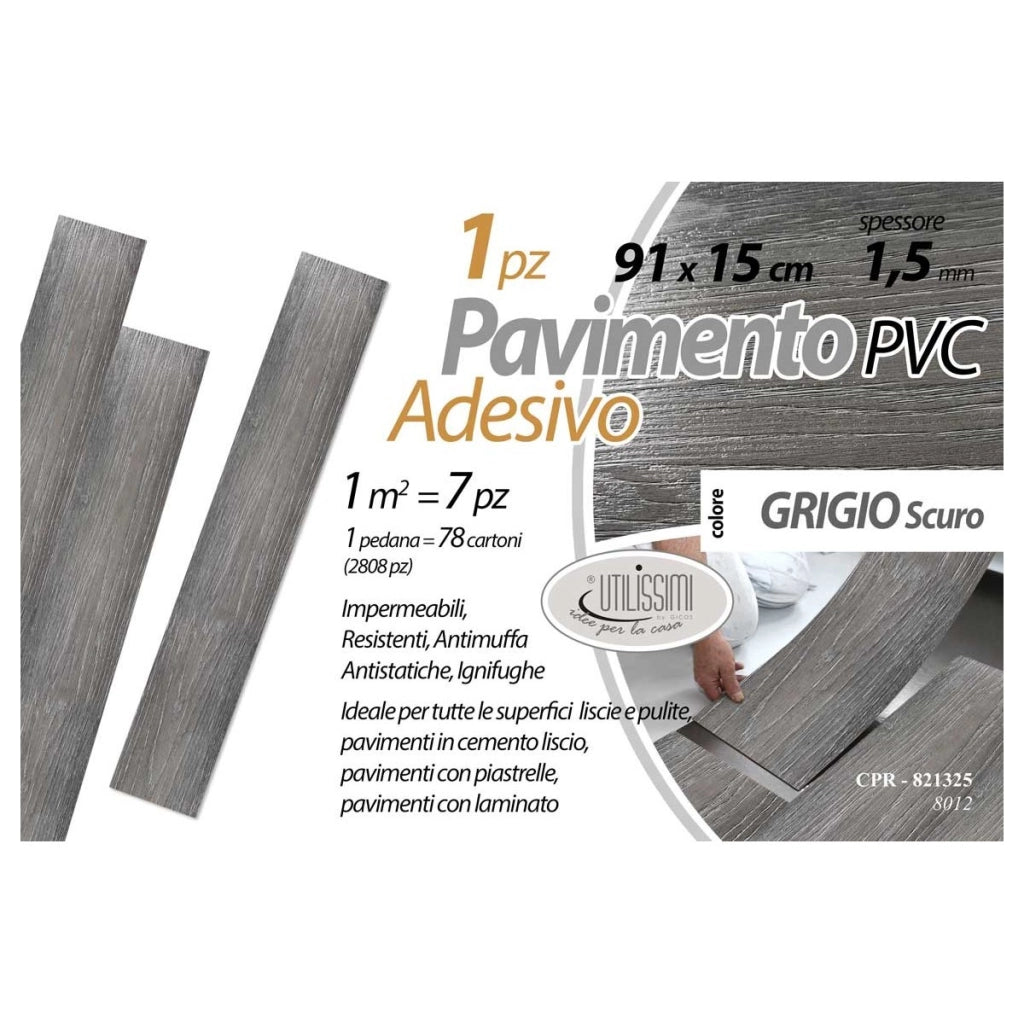 Copripavimento in pvc adesivo grigio scuro 91.44x15.24 cm