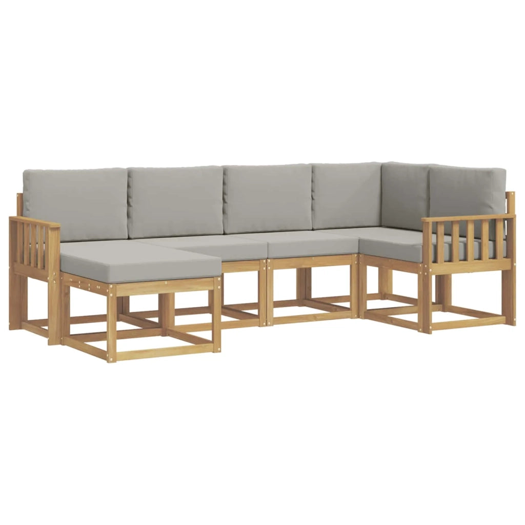 Set di divani da esterno 6 pz Bianco e Grigio Chiaro 3387870