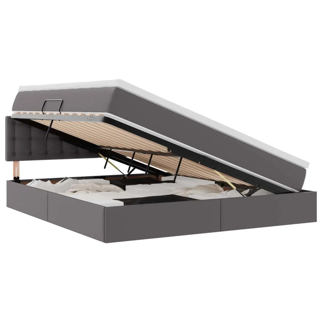Letto con contenitore e materasso Grigio 180 x 200 cm