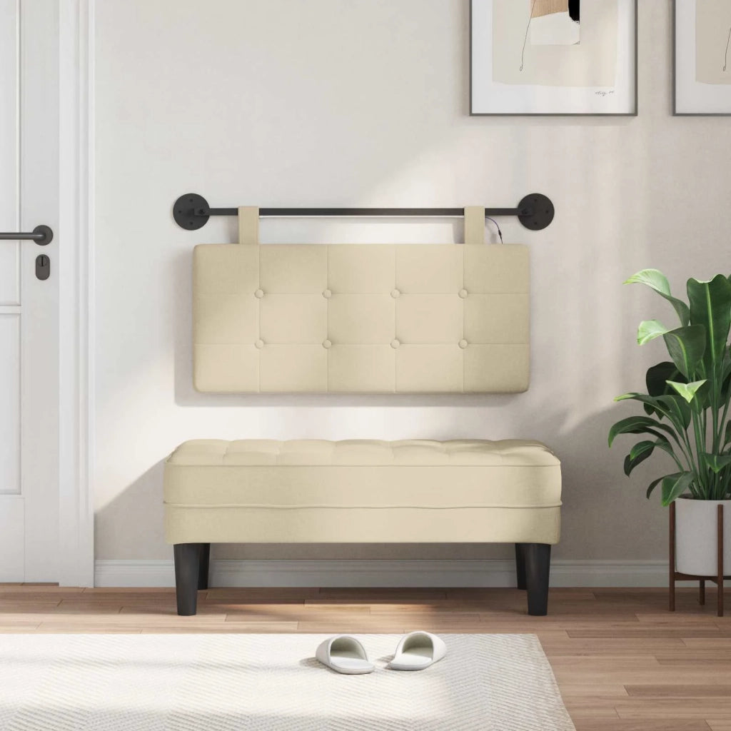 Testiera | Testata sospesa Con luce LED Crema Tessuto