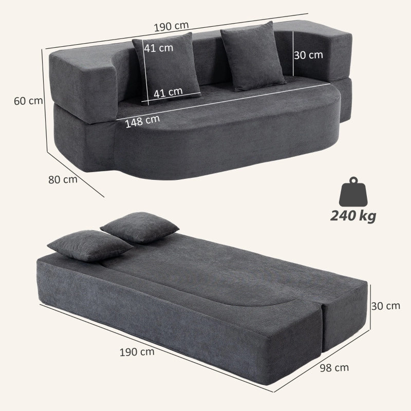 Divano letto ¨C Minimal ¨C grigio scuro, in tessuto, estraibile