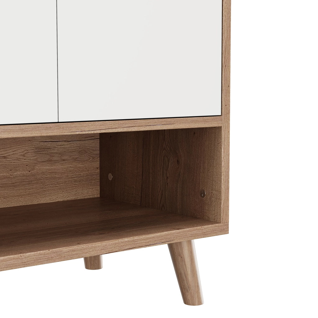 Credenza con 4 ante e cassetto ripiano regolabile in pannello truciolare bianco naturale 120 × 35 × 99 cm