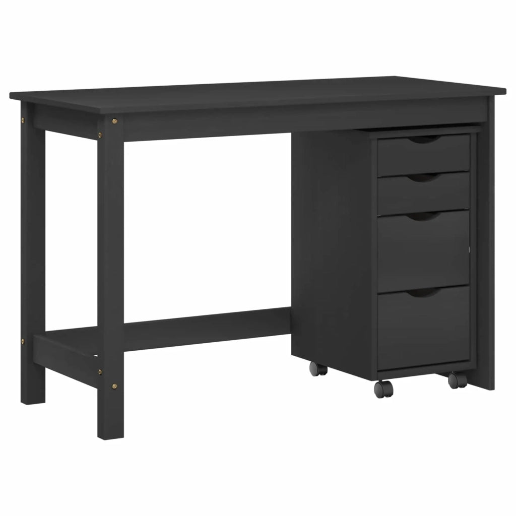 Set scrivania e mobiletto su ruote MOSS 2 pz Nero 3438793