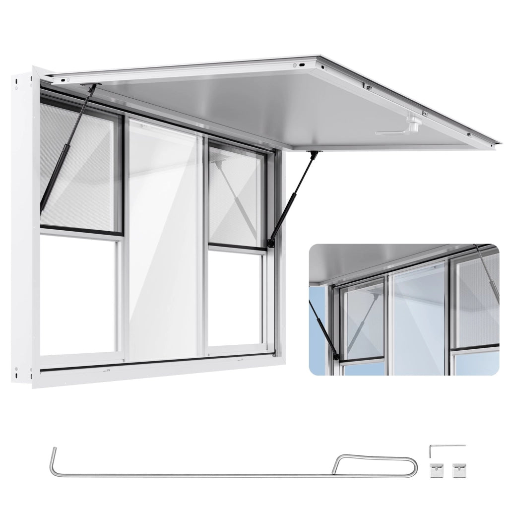 Finestra per Camion di Cibo e Food Truck in Lega di Alluminio 1524x915 mm Sportello di Servizio con 6 Finestre Scorrevoli Apertura a 85 Gradi Robusto