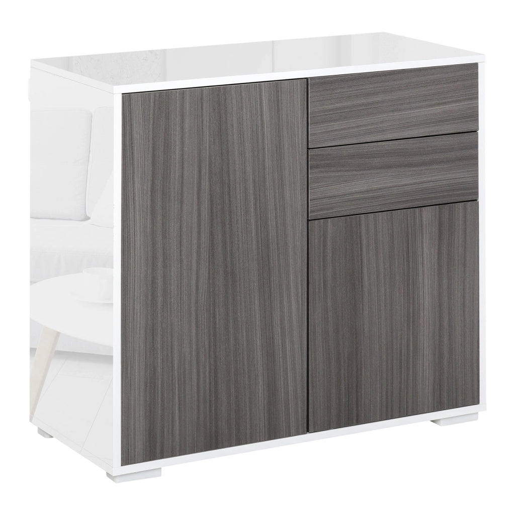 Cassettiera con Ante ¨C Minimal ¨C Grigio Chiaro e Bianco 79x36x74cm