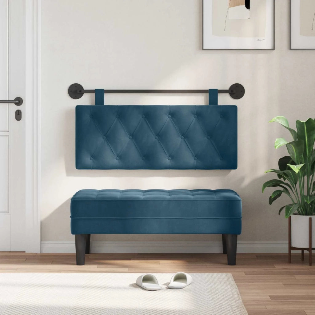 Testiera | Testata sospesa Con luce LED Blu Velluto