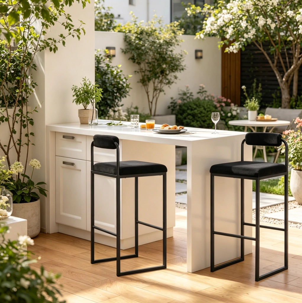 Sgabelli da bar 38,5x39x95,5 cm neri – schienale e set da 2