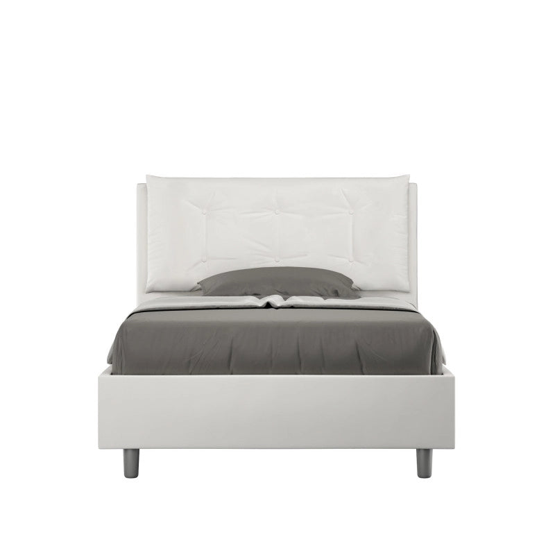Letto imbottito Piazza e mezzo 120x200 cm Large - Bianco,Similpelle,Senza rete