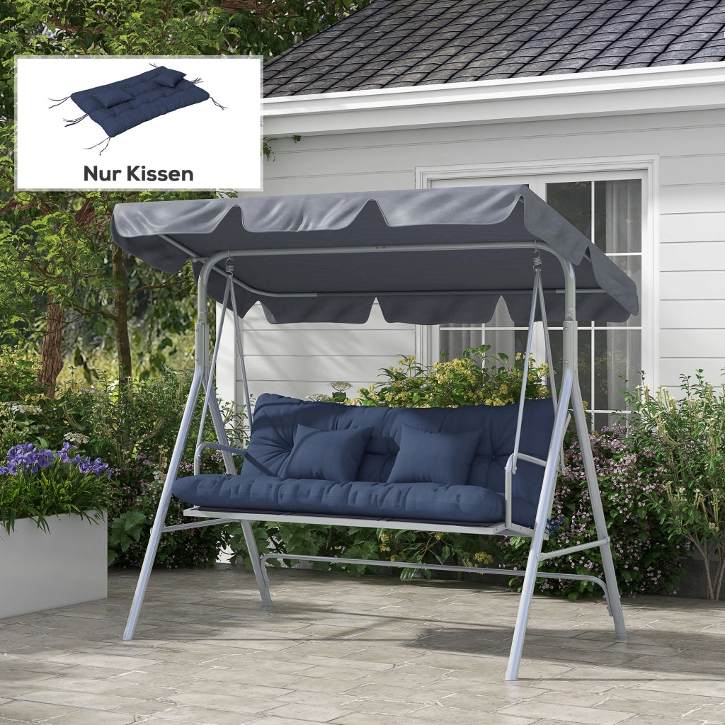Set 4 Cuscini per Sedie ¨C Xylo ¨C 150x50cm Blu Navy Impermeabile con Lacci