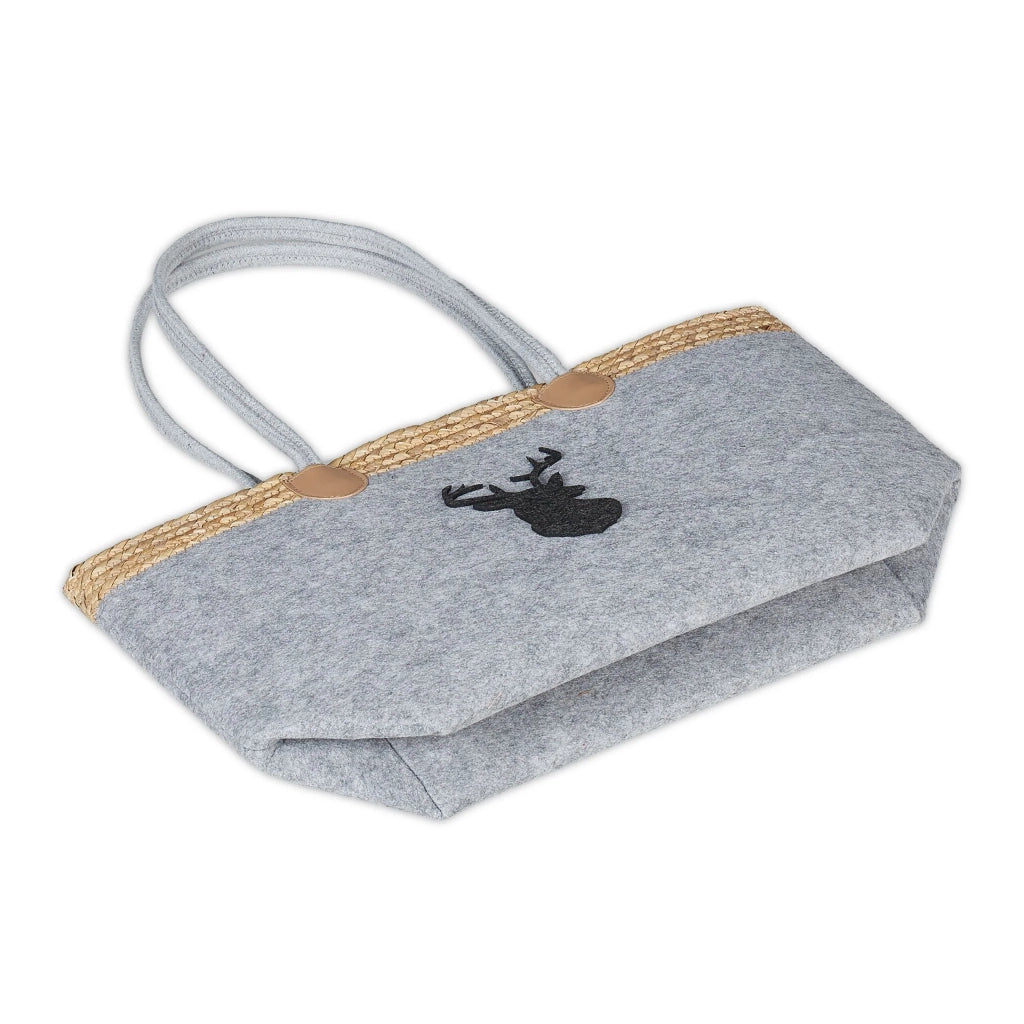 Set di 1 cesto portalegna multiuso con motivo cervo 50 x 30 x 30 cm in feltro grigio 13_0014146