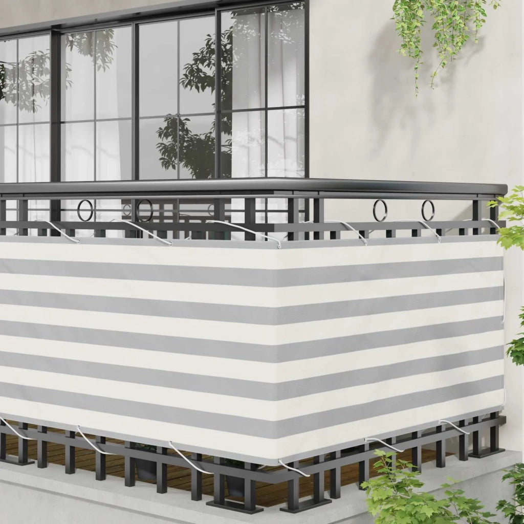 Schermo da balcone | Paravento da Balcone Grigio chiaro e bianco 75 x 500 cm