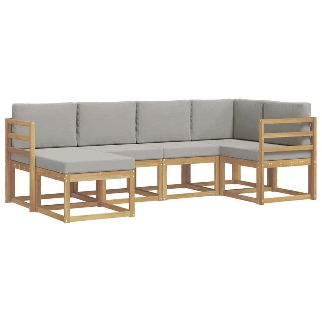 Set di divani da esterno 6 pz Bianco e Grigio Chiaro 3387860