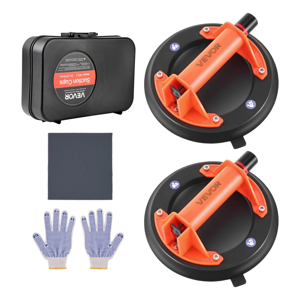 Set 2 Ventose a Vuoto 203 mm per Vetro e Piastrelle Portata 180 kg Impugnatura in ABS con Custodia Robusto per Fai da Te
