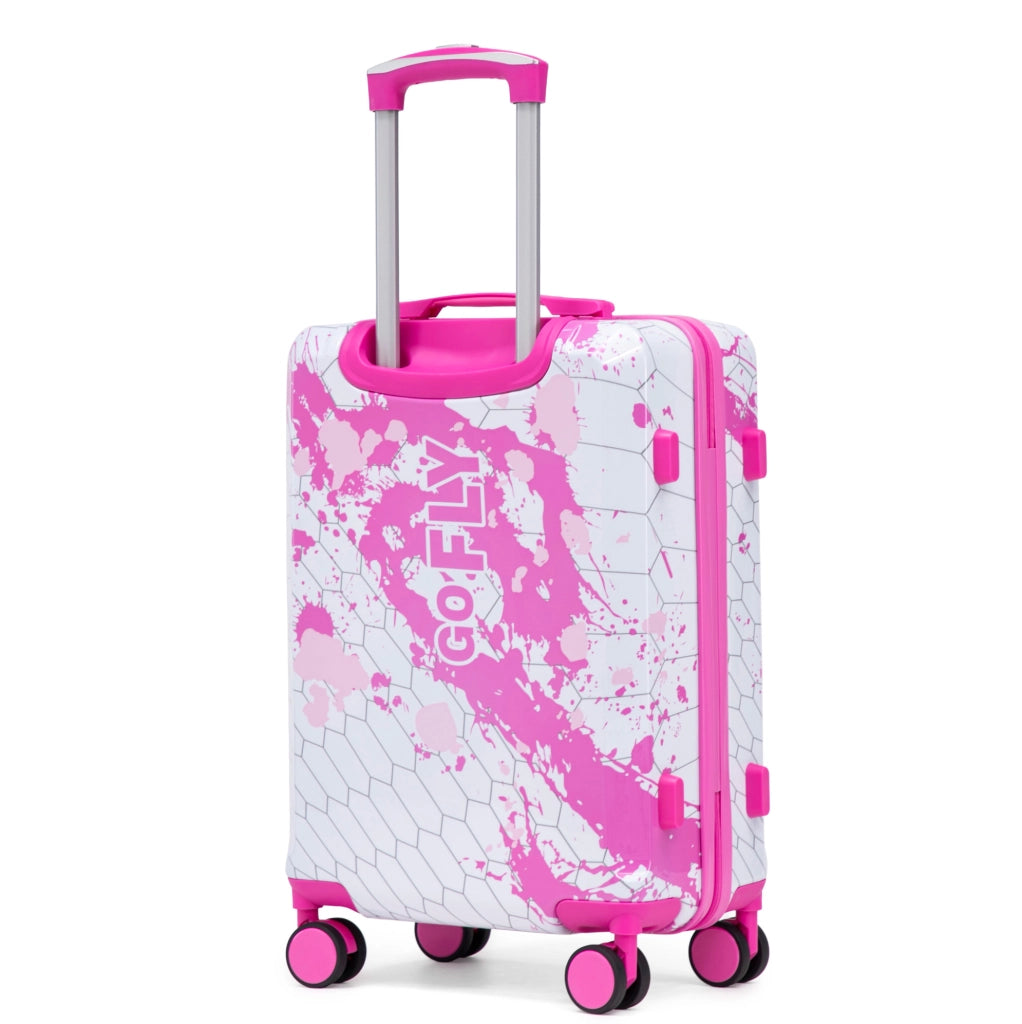 Trolley da cabina rosa in PC con ruote doppie girevoli e lucchetto